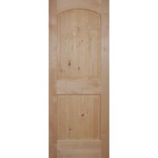 Builder's Choice 36 in. x 80 in. 2 Panel Arch Top Unfinished Solid Core Knotty Alder Single Prehung Interior Door HDKA2A30R