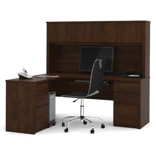 Bestar Prestige Plus L shaped Workstation with Hutch and Dual Full