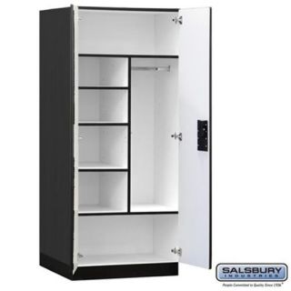 Salsbury 3274BLK Designer Wood Storage Cabinet Combination   76 Inches High   24 Inches Deep   Black