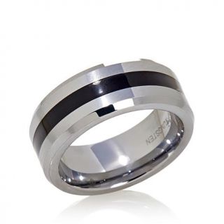 Men's 8mm Black Resin Inlay Tungsten Band Ring   7586296