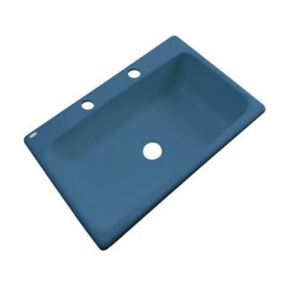 Thermocast Manhattan Drop In Acrylic 33 in. 2 Hole Single Bowl Kitchen Sink in Rhapsody Blue 48221