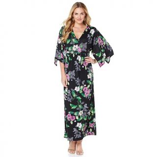 Antthony "Jayden Rose" Kimono Style Printed Maxi Dress   7751368