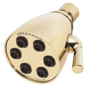 Speakman S 2252 PB Shower Head, 6 Jet 48 Spray Anystream Icon   Polished Brass