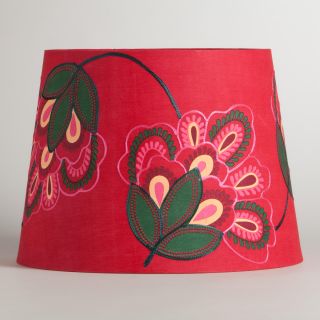 Pink Embroidered Flower Table Lamp Shade