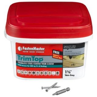 FastenMaster TrimTop 1 5/8 in. Stainless Steel Slate Gray Trim Screw (1050 per Pack) FMTT158 1050SG