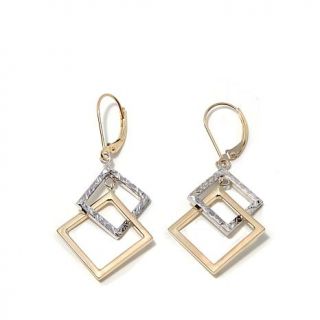 Sevilla Gold 14K Gold 2 Tone Double Diamond Shaped Interlocking Drop Earrings   7953193