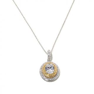 Victoria Wieck 4.53ct Absolute™ Double Halo 2 Tone Pendant with 18" Chain   7729359