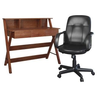 CorLiving Folio 2pc Desk and Office Chair Set   Warm Oak