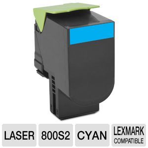 Lexmark 800S2 Cyan Standard Yield Toner Cartridge   Approx. 2,000 Page Yield,    80C0S20