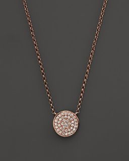 KC Designs Diamond Pav Disc Pendant Necklace in 14K Rose Gold, 17.5"