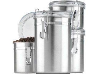 Anchor Hocking 24954 4 Piece Stainless Clamp Canister Set w/ Clear Lid