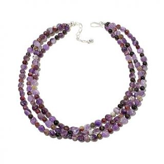 Jay King 3 Row Amethyst and Tourmaline 18" Necklace   7714001