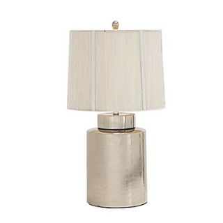 Woodland Imports Styled Ceramic Metal 27 H Table Lamp with Empire Shade; Silver