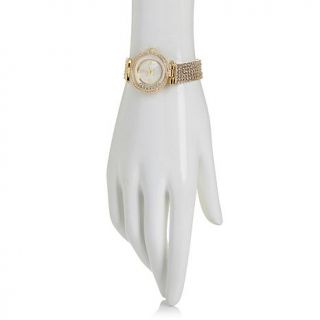 Victoria Wieck Clear Crystal Mother of Pearl Bracelet Watch   8008387