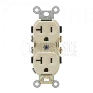 Leviton CR20 I Electrical Outlet, Duplex Receptacle, 20A Commercial Grade with Self Grounding Clip   Ivory