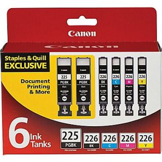 Canon PGI 225BK Ink Cartridges, Black and CLI 226 B/C/M/Y Color, 6/Pack (4530B012)