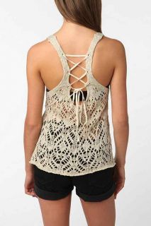 Staring at Stars Crochet Lace Up Sweater Tank Top