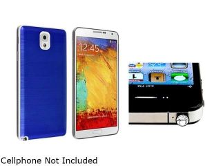 Insten Dark Blue Brushed Aluminum Case with Clear Diamond Headset Dust Cap for Samsung Galaxy Note 3 Note III N9000 1583769