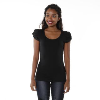 Hadari Womens Black Ruffle Sleeve Top   Shopping   Top