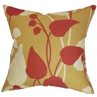 Gardenia Gold/Red Floral Down Filled Throw Pillow   Shopping