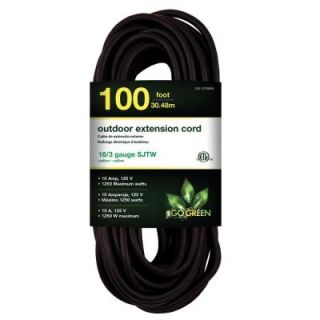 Go Green Power 100 ft. 16/3 SJT W A Extension Cord   Black gg 13700bk