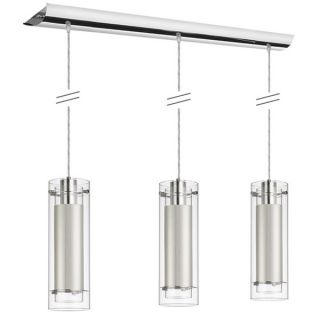Dainolite 3 light Polished Chrome Pendant Clear Frosted Glass with