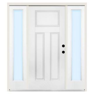 Steves & Sons 64 in. x 80 in. Premium 3 Panel Left Hand Primed Steel Prehung Front Door w/ 12 in. Clear Glass Sidelite and 6 in. Wall ST30 PR S12CL 6LH