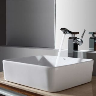 Bathroom Combos Rectangular Ceramic Bathroom Sink with Single Handle