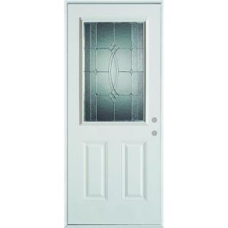 Stanley Doors 36 in. x 80 in. Diamanti Classic Zinc 1/2 Lite 2 Panel Prefinished White Steel Prehung Front Door 1534S S 36 L Z
