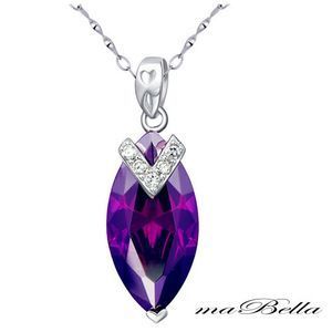 Mabella 7.96 cttw Womens .925 Sterling Silver Marquise Cut 20mm x 10mm Amethyst Pendant, with Gift Box    VC P005CA