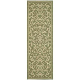 Safavieh Courtyard Olive/Natural 2 ft. 3 in. x 12 ft. Runner CY2098 1E06 212