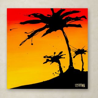 Trademark Fine Art Palm Tree Sunset by Roderick Stevens Painting