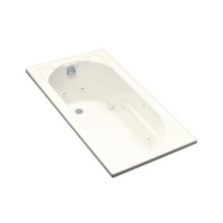 KOHLER Devonshire 5 ft. Acrylic Reversible Drain Rectangular Drop In Whirlpool Bathtub in Biscuit K 1357 96
