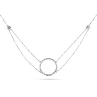Miadora Sterling Silver 1/10ct TDW Diamond Circle Necklace (H I, I2 I3
