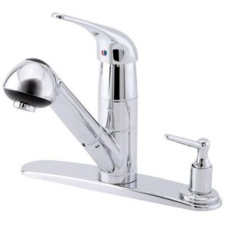 Danze Melrose Single Handle Pull Out Sprayer Kitchen Faucet with Soap Dispenser in Chrome D455612