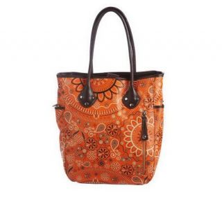 As Is Isaac Mizrahi Live Signature Print Double Handle Tote —