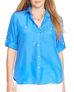 Lauren Ralph Lauren Plus Silk Utility Shirt