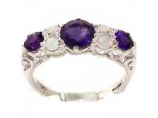 Quality Vintage Design Solid 925 Sterling Silver Natural Amethyst & Opal statement Ring   Size 11.5   Finger Sizes 4 to 12 Available