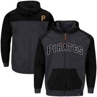 Majestic Pittsburgh Pirates Gray First Play Dry Base Full Zip Hoodie