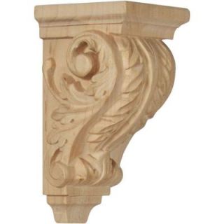 Ekena Millwork 2 1/4 in. x 2 1/4 in. x 4 1/4 in. Unfinished Wood Alder Extra Small Acanthus Wood Corbel CORW02X02X04ACAL