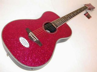 Daisy Rock Pixie Acoustic/Electric Guitar, 3 Band EQ, Pink Sparkle, DR 6225