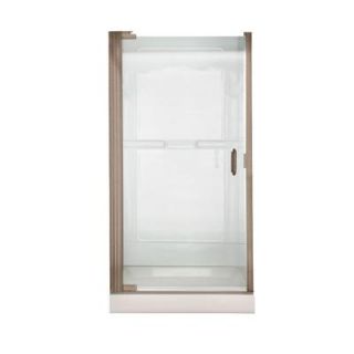 American Standard Euro 36.06 in. x 65.56 in. Semi Framed Continuous Hinge Pivot Shower Door in Brushed Nickel with Clear Glass AM0305D.400.006