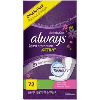 Always Xtra Protection Active Dailies, Fresh Scented, 72 count