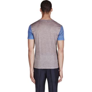 Carven Blue & Brown Colorblocked Multi Dots T Shirt