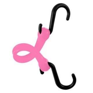 The Perfect Bungee 7 in. EZ Stretch Polyurethane Bungee Strap with Nylon S Hooks (Overall Length 12 in.) in Pink DISCONTINUED PBNH12P