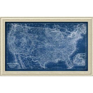 US Map Blueprint by Vision Studio Framed Painting Print by Amanti Art