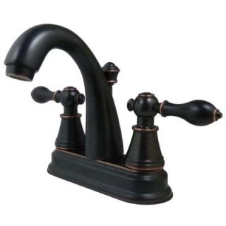 Kingston Brass 4 in. Centerset 2 Handle Mid Arc Bathroom Faucet in Oil Rubbed Bronze HFSY7616AL