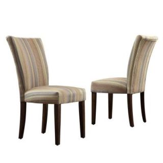 HomeSullivan Whitmire Parson Fabric Dining Chair in Mocha Tonal Stripe (Set of 2) 40721F30S2PC