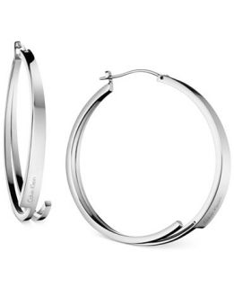Calvin Klein beyond Silver Tone Stainless Steel Hoop Earrings