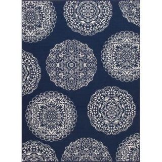 Hampton Bay Navy Medallions 7 ft. 7 in. x 10 ft. 10 in. Indoor/Outdoor Area Rug 3194.42.65